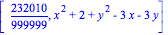 [232010/999999, x^2+2+y^2-3*x-3*y]